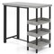 Mix Grey PE Rattan Bar Table with Tempered Glass Top and 3-Tier Shelves for Outdoor Patio
